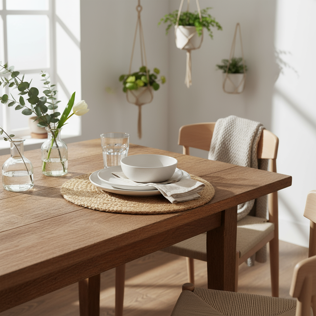 naturlig bordbrikke i jute look