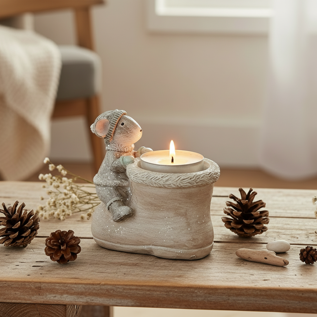 Telysholder mus grå