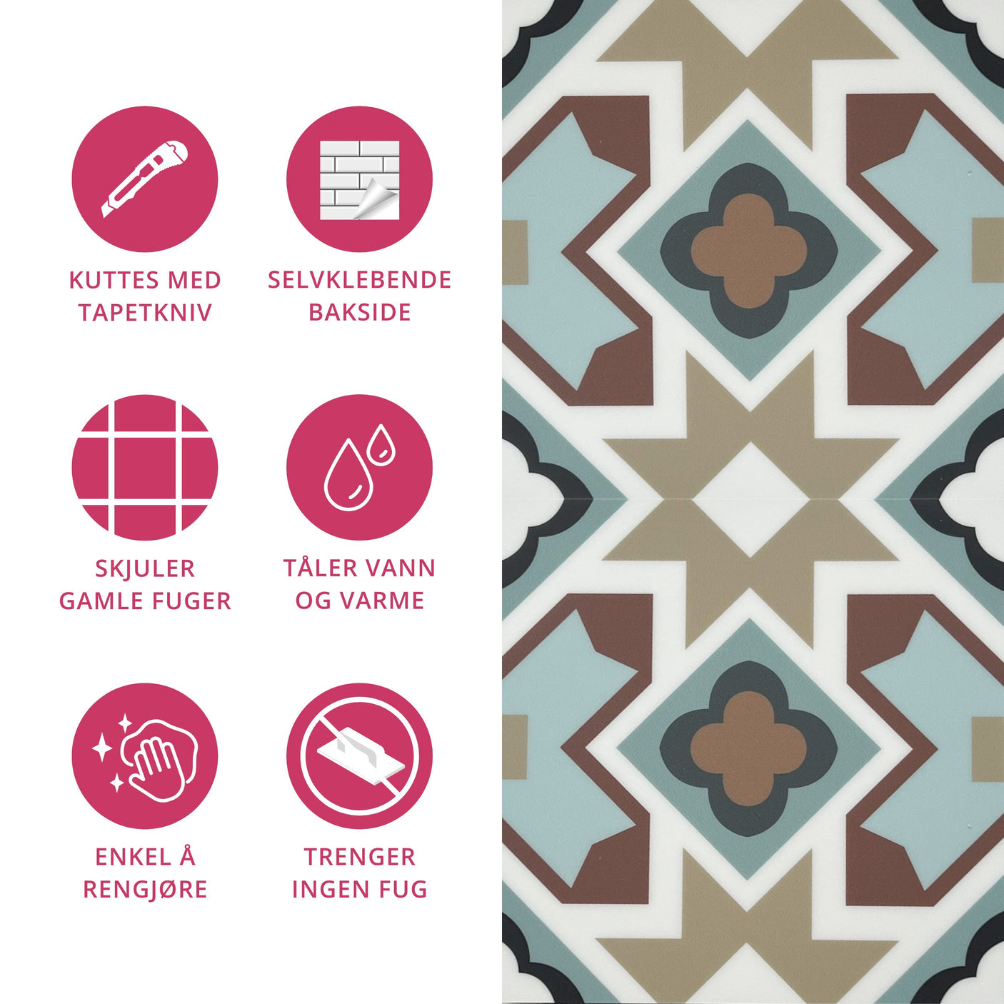 Lotte selvklebende veggfliser