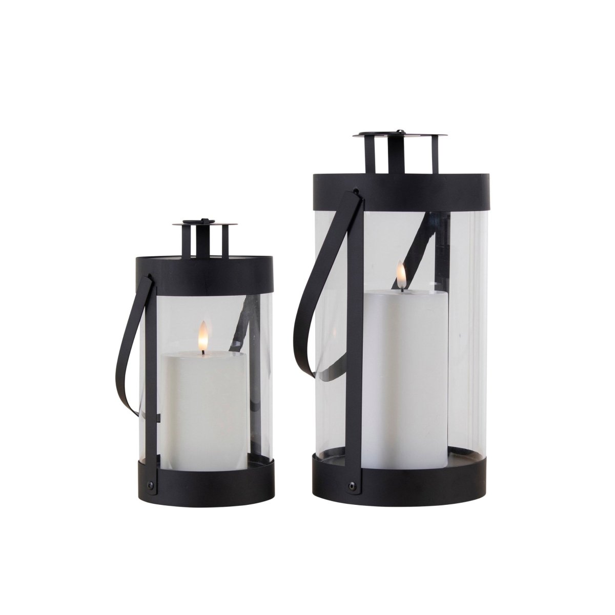 2 - pk Bondi lanterne glass og metall sort - Lindas Dekor
