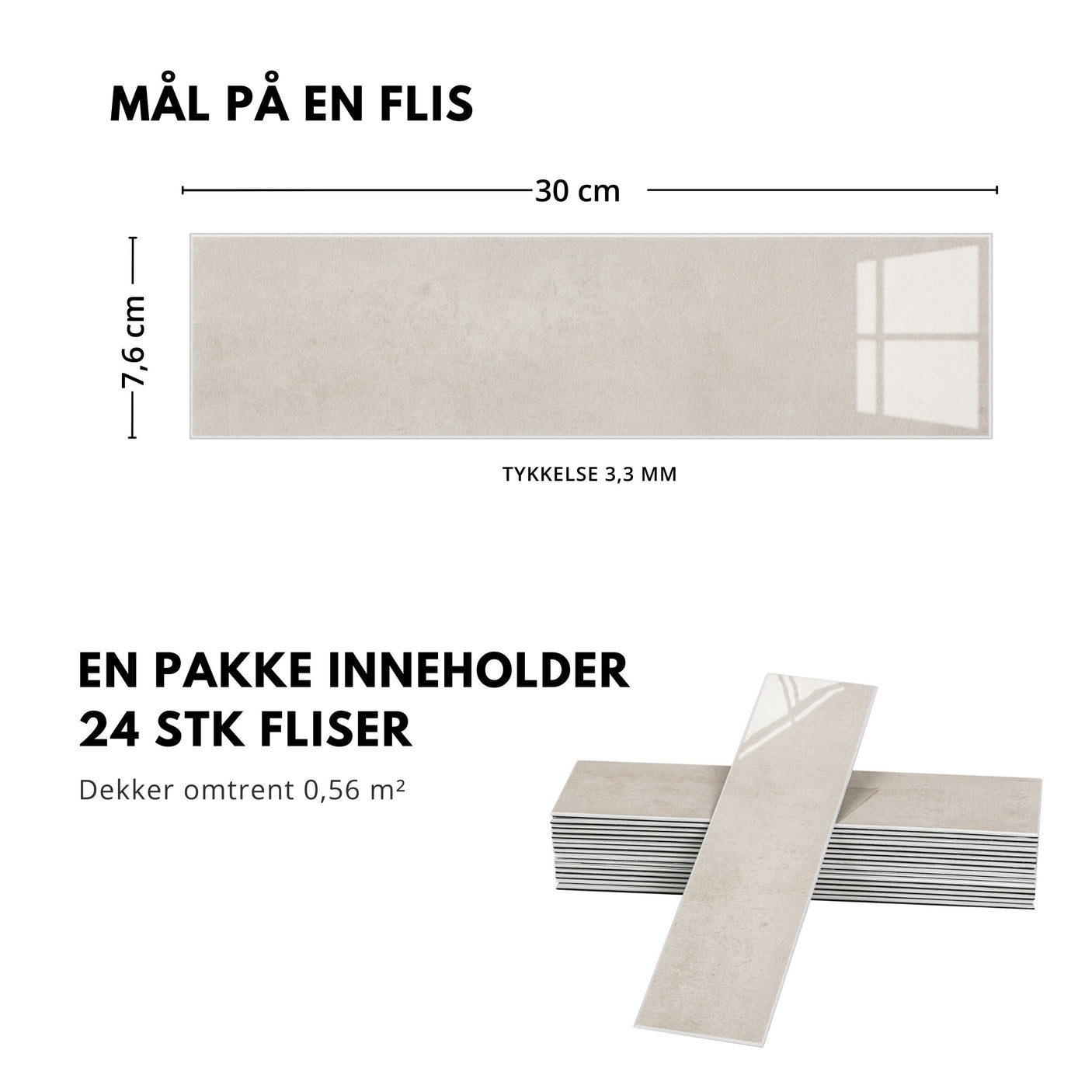 Louise gloss creme selvklebende veggfliser