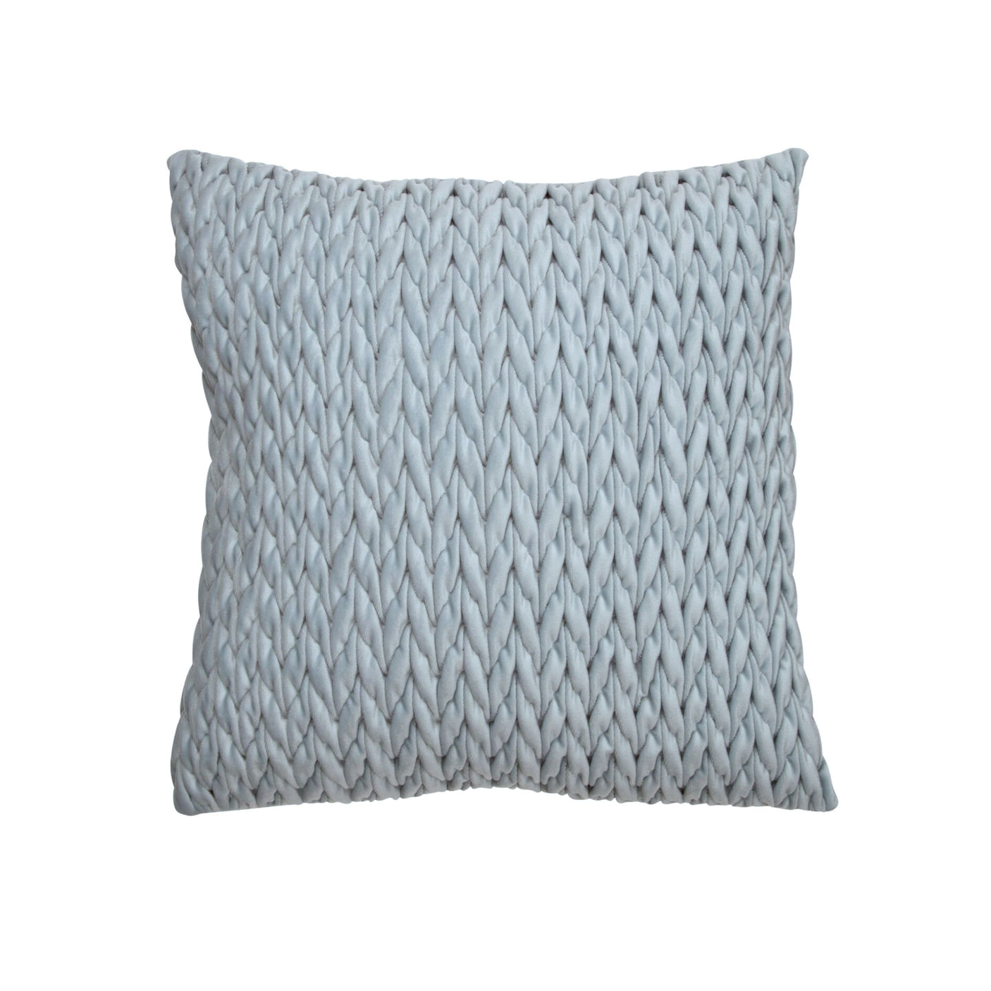 Putetrekk flettet velur isblå 45 x 45 cm