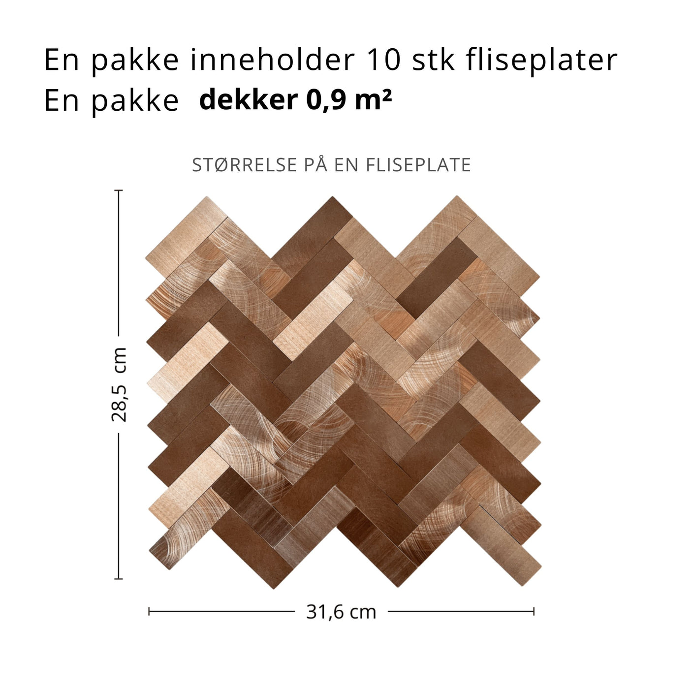Sofie fiskebein mosaikk selvklebende fliser i bronsefarge for moderne kjøkken