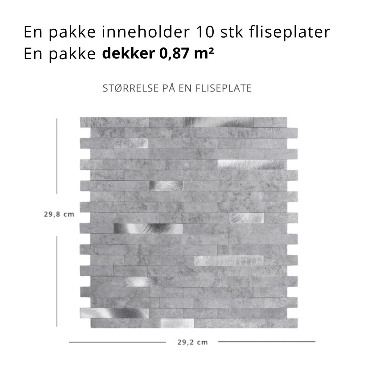 Stein lys grå selvklebende veggfliser med steinstruktur og aluminiumsdetaljer"