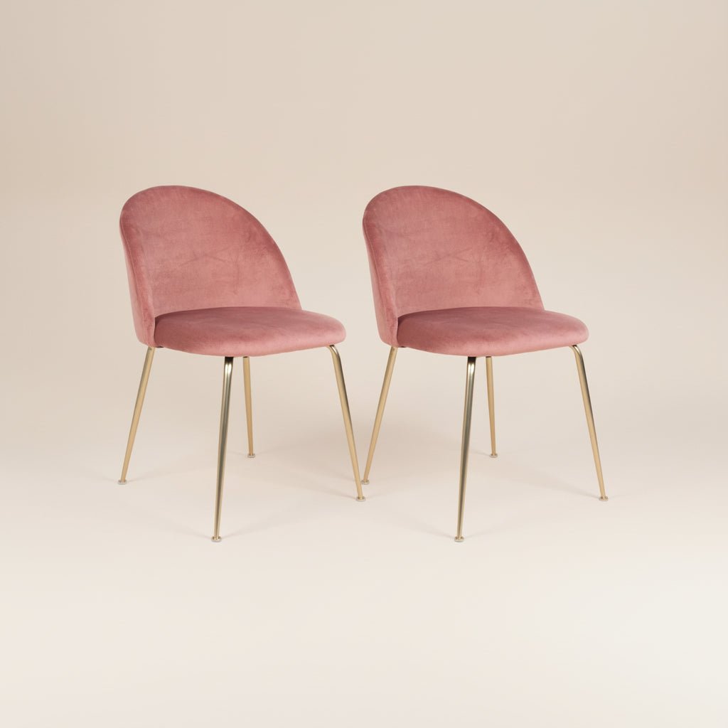 2 - pk Geneve velvet rosa/messing spisestol - Lindas Dekor