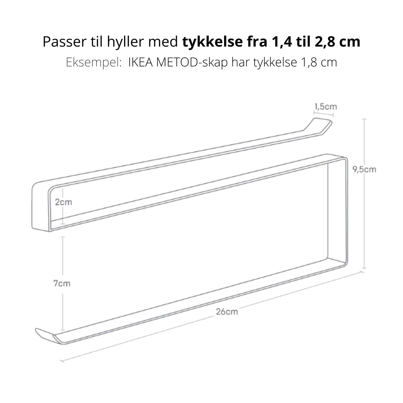 Mål på tørkepapirstativ til under kjøkkenhylle