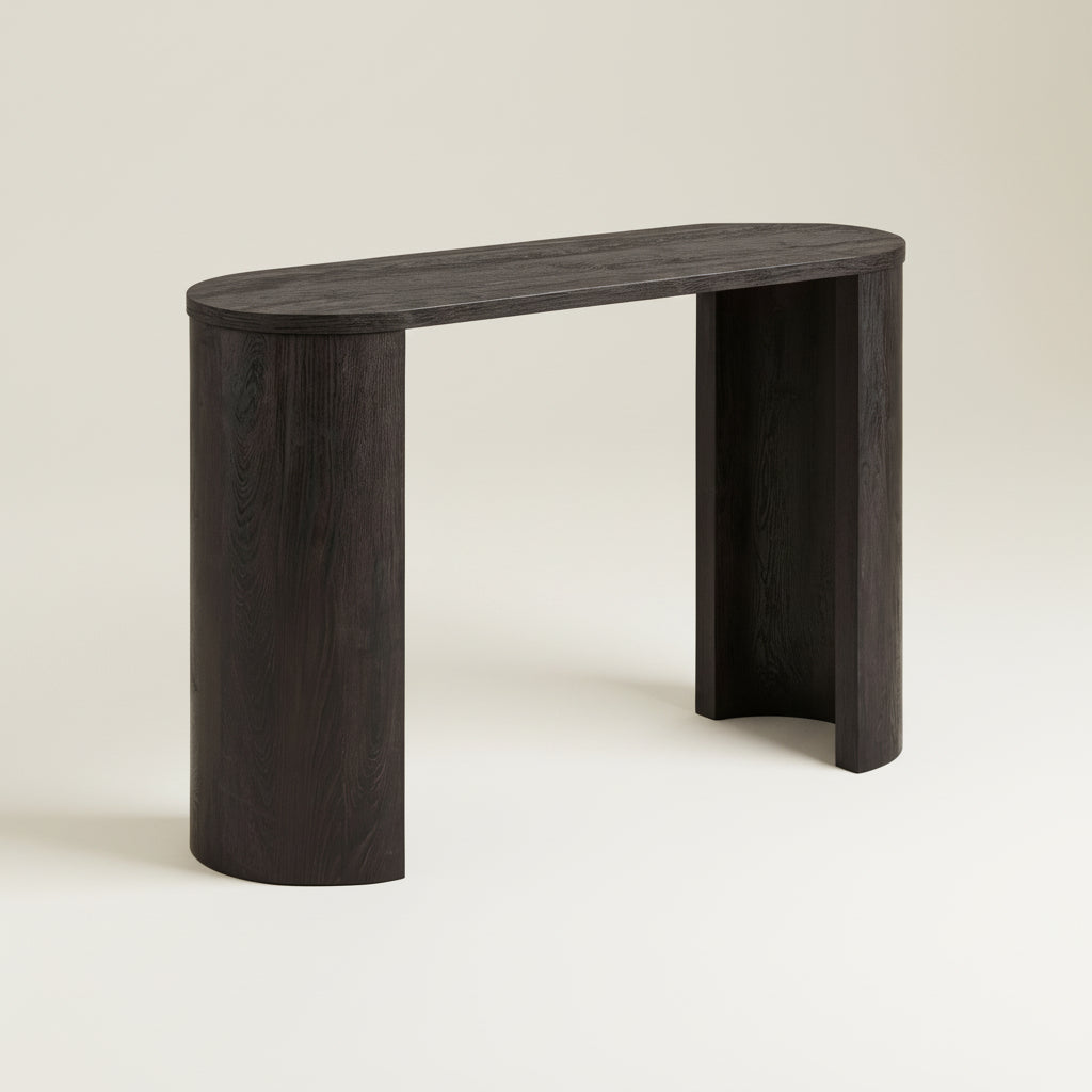 Bibione Console Table konsollbord i mørk brun med buede ben – sidebord 114 cm til gang, stue eller entré.