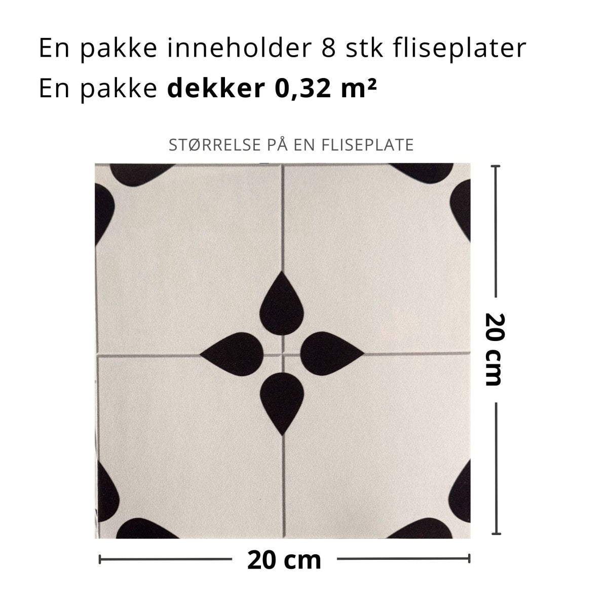 Natalie selvklebende fliser montert som kjøkkenvegg med sort og beige mønster