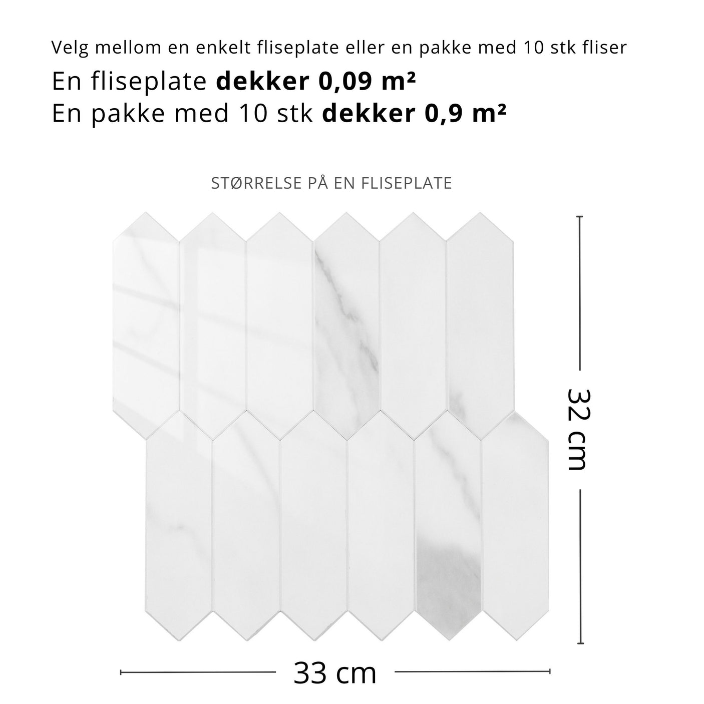 Caia lang hexagon selvklebende veggfliser