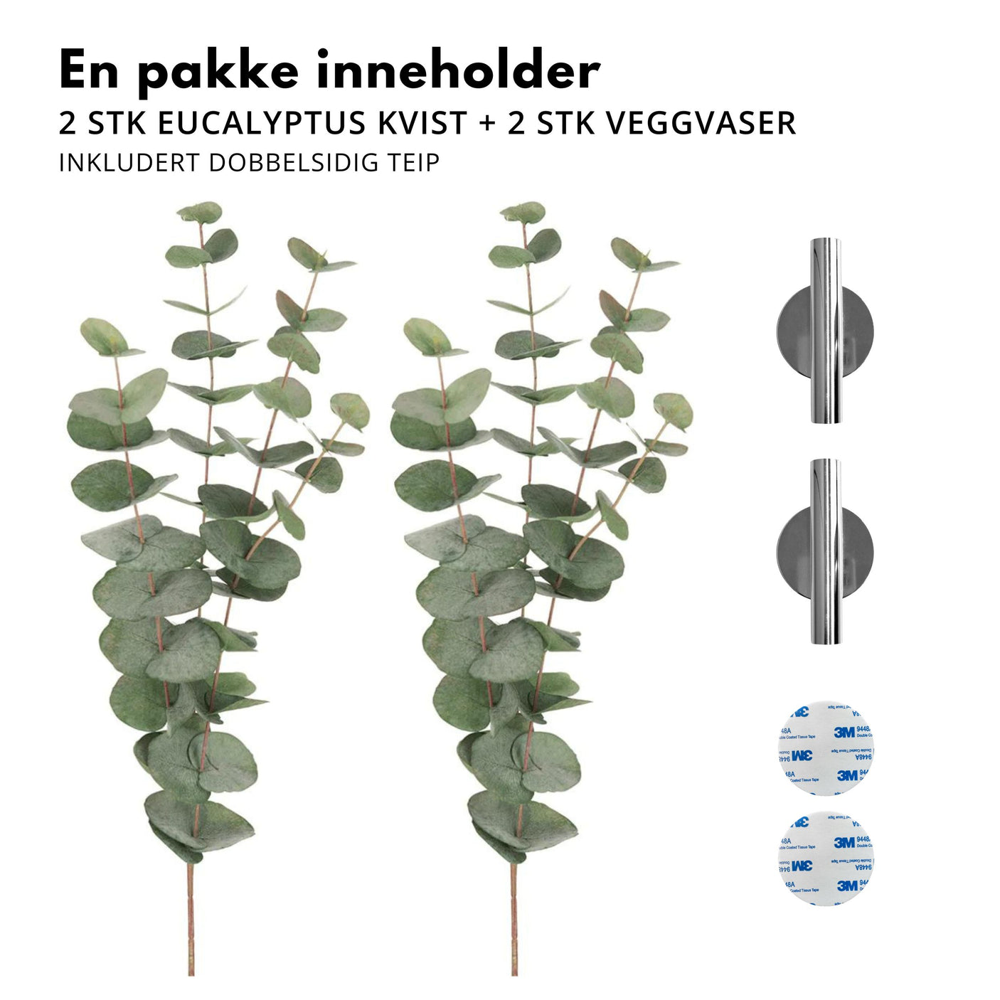 Eucalyptus & Manhattan veggvase, sølv