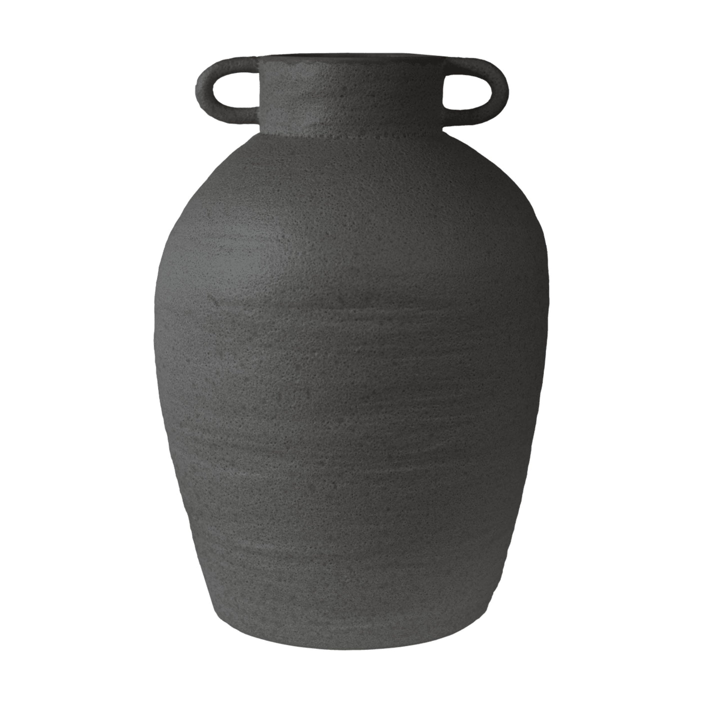 DBKD Long vase i gråsort keramikk, stående mot lys bakgrunn.