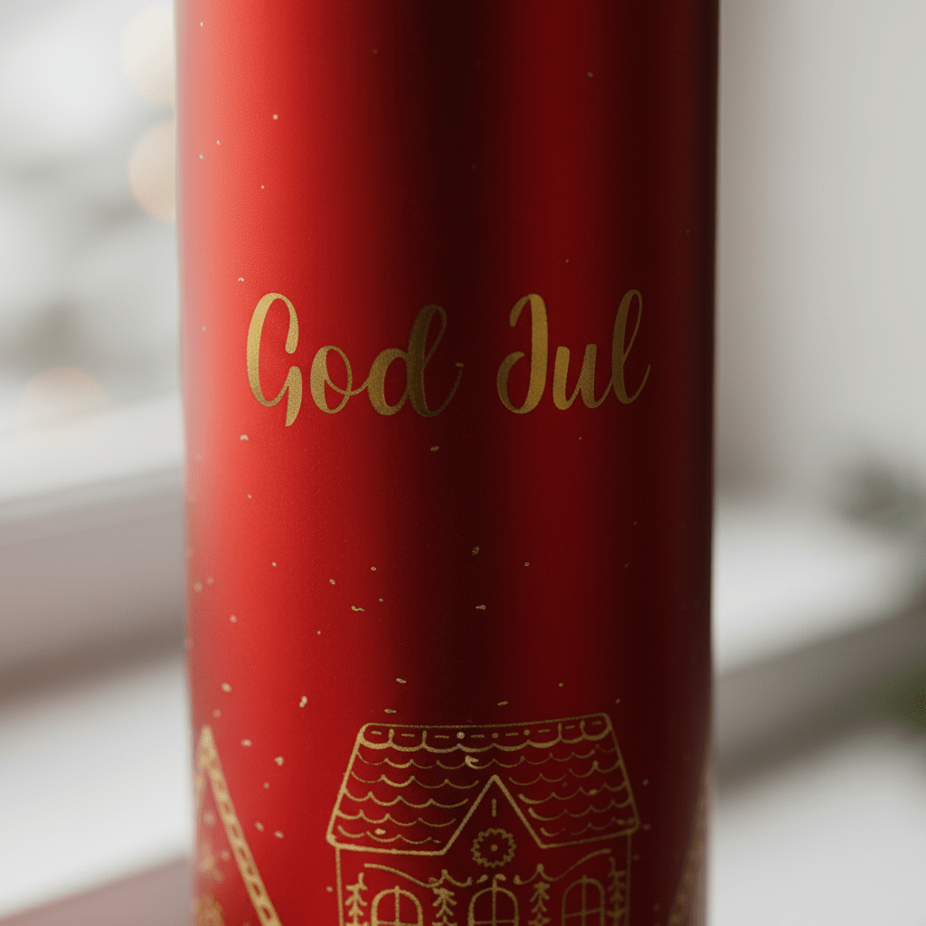 Lyslykt LED God Jul rød 9 x 25 cm - Lindas Dekor
