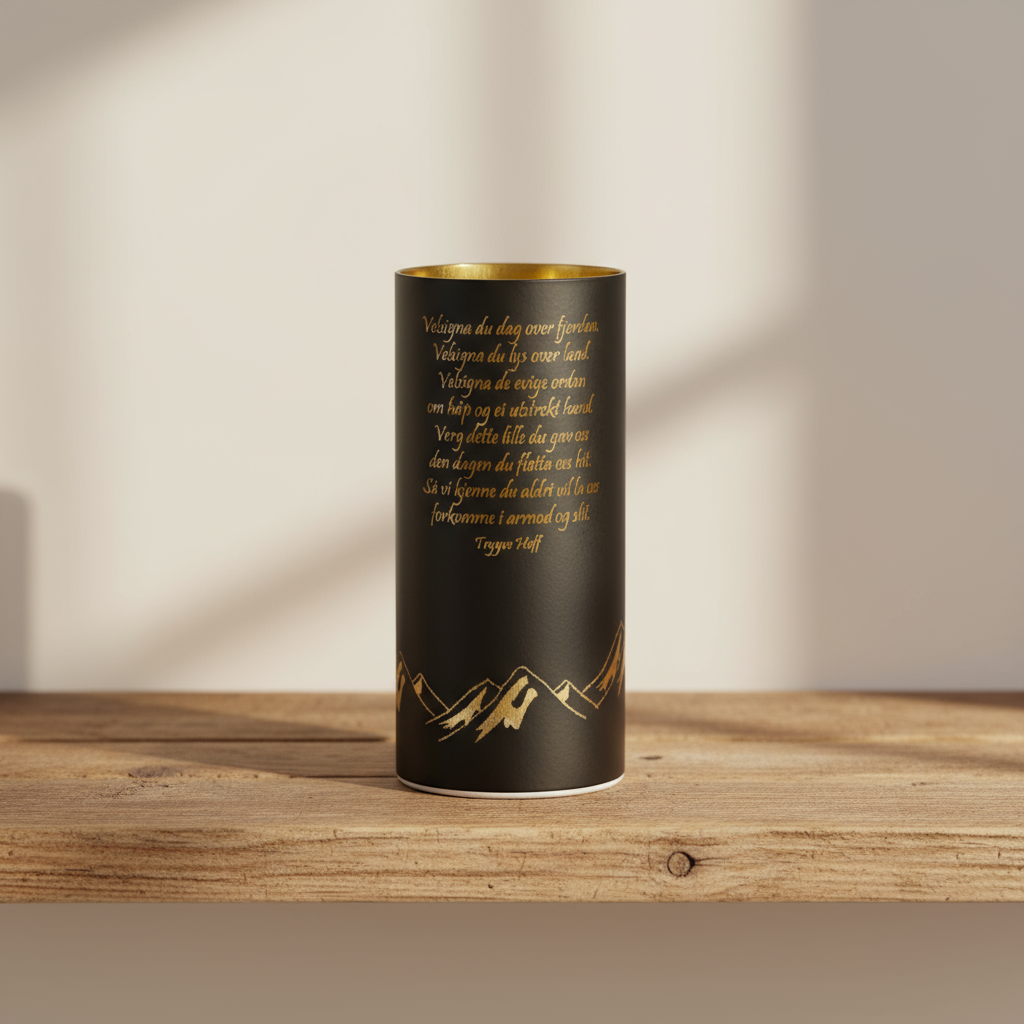 Lyslykt nordnorsk matt sort LED 7 x 15 cm