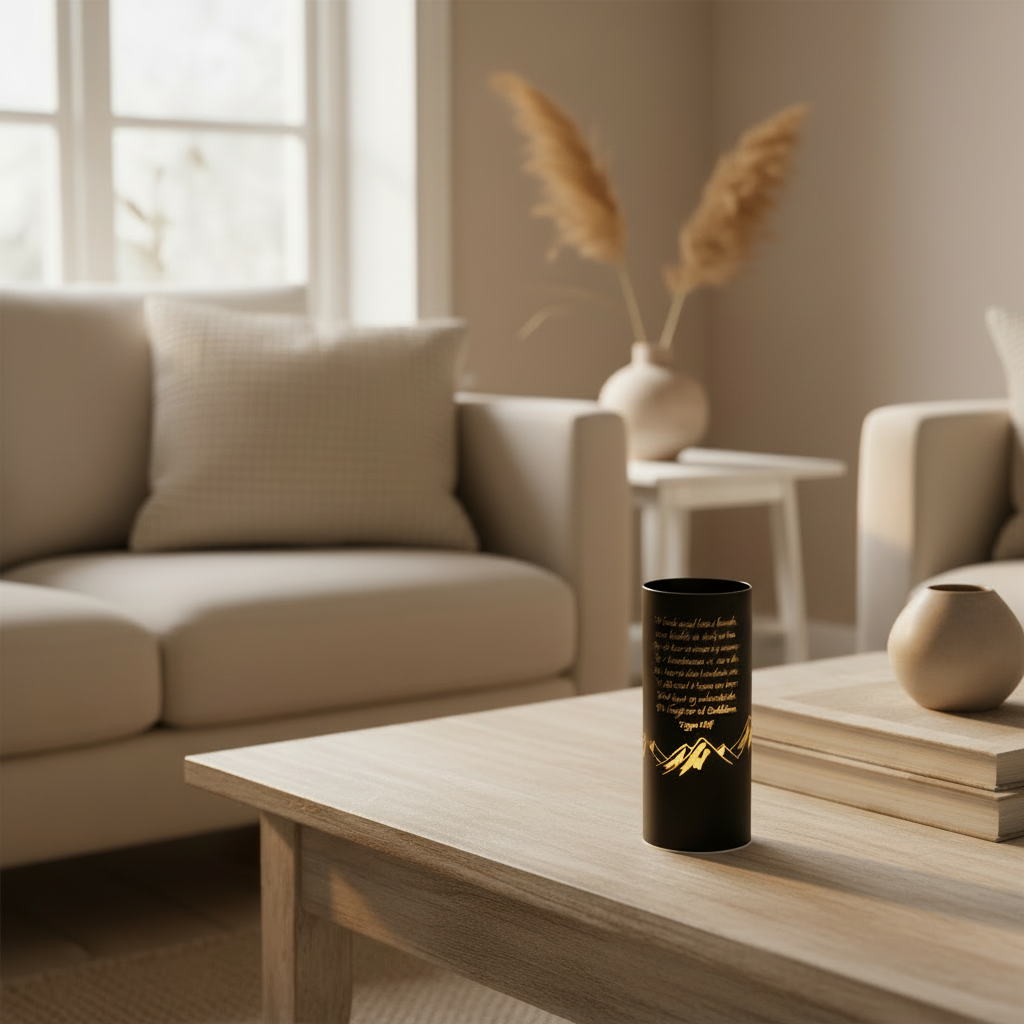 LED-lykt Nordnorsk i metall med gyllent indre lys