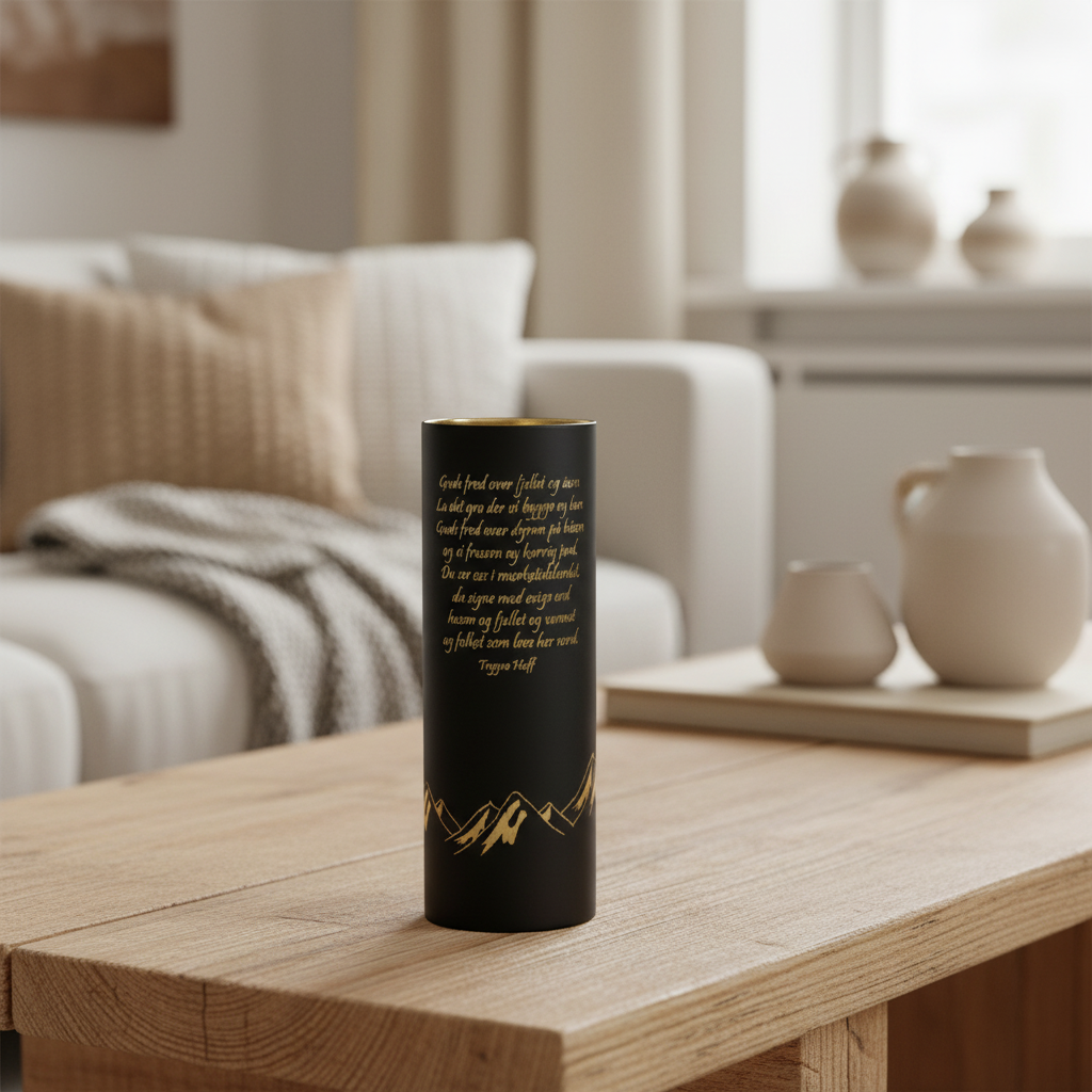 Lyslykt LED nordnorsk sort 9 x 25 cm