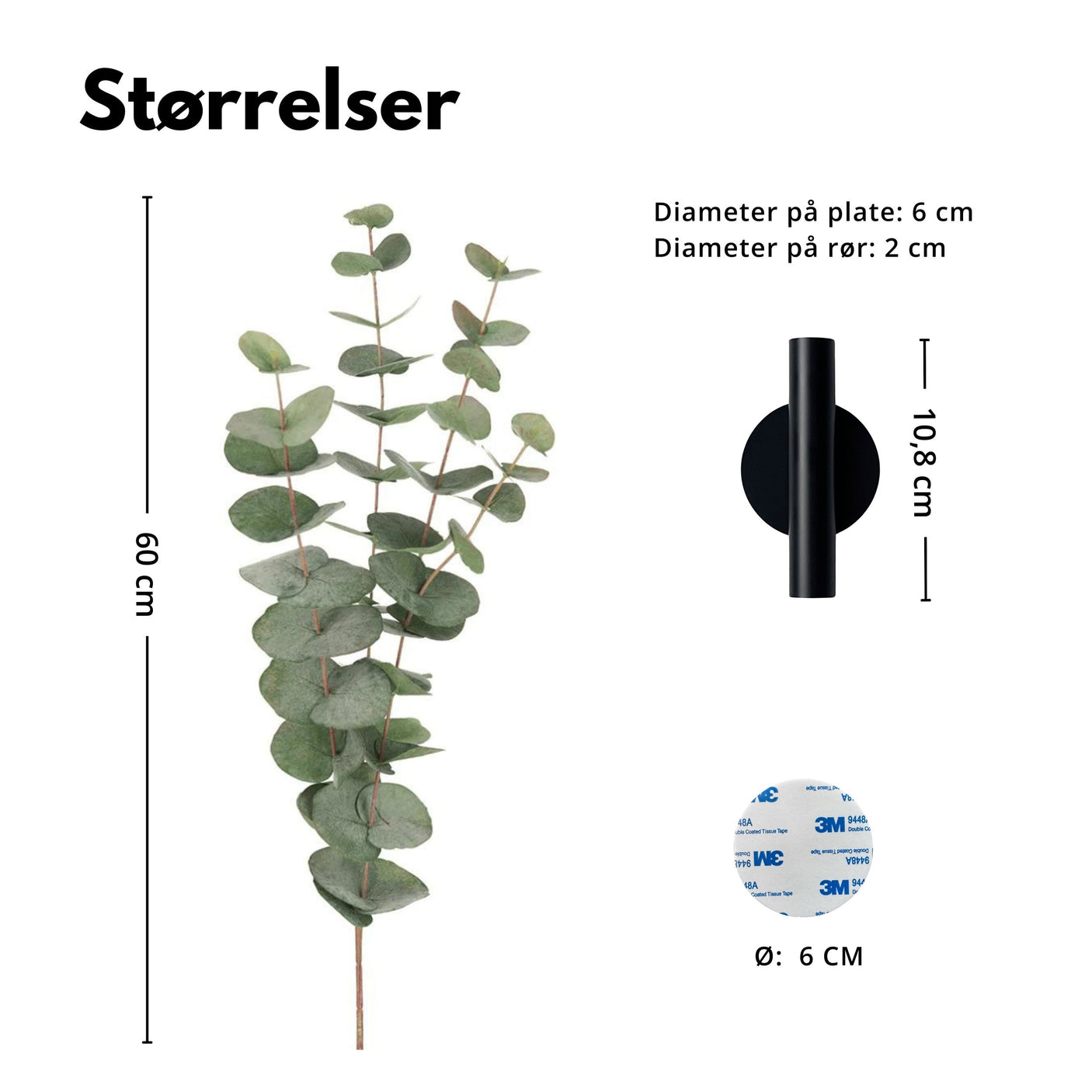 Eucalyptus & Manhattan veggvase, sort matt