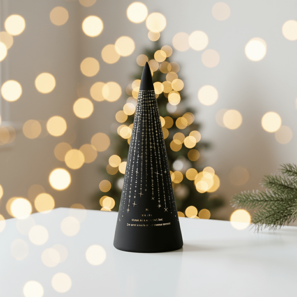 Lyslykt LED "Det lyser..." Sort kjegle 25 cm - Lindas Dekor