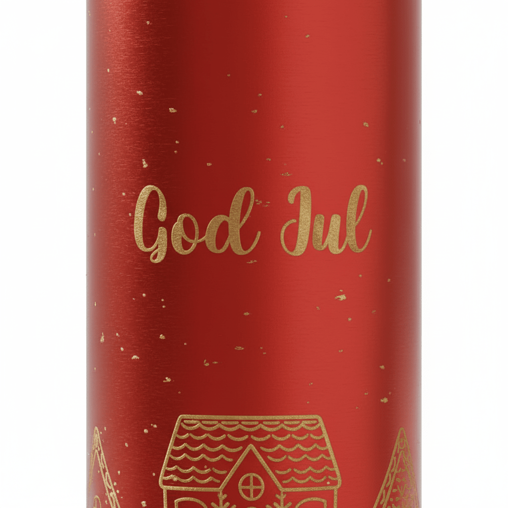 Lyslykt LED God Jul rød 8 x 20cm - Lindas Dekor
