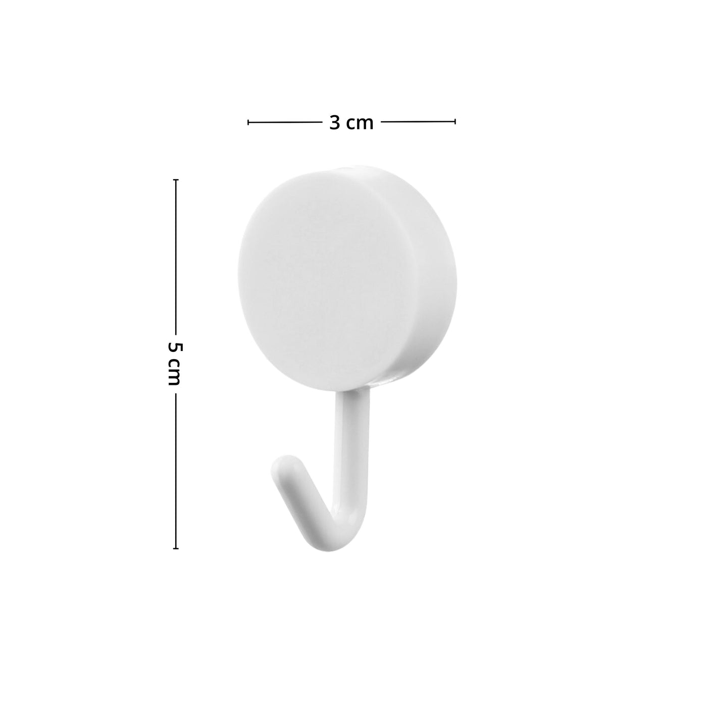 Selvklebende knagg, rund hvit