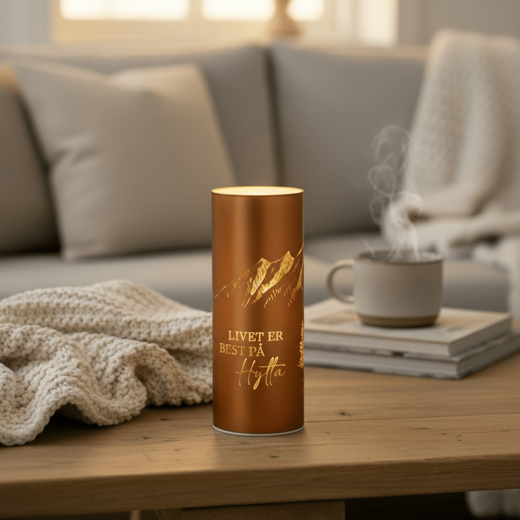 Lyslykt LED Livet på hytta brun 8 x 20 cm - Lindas Dekor