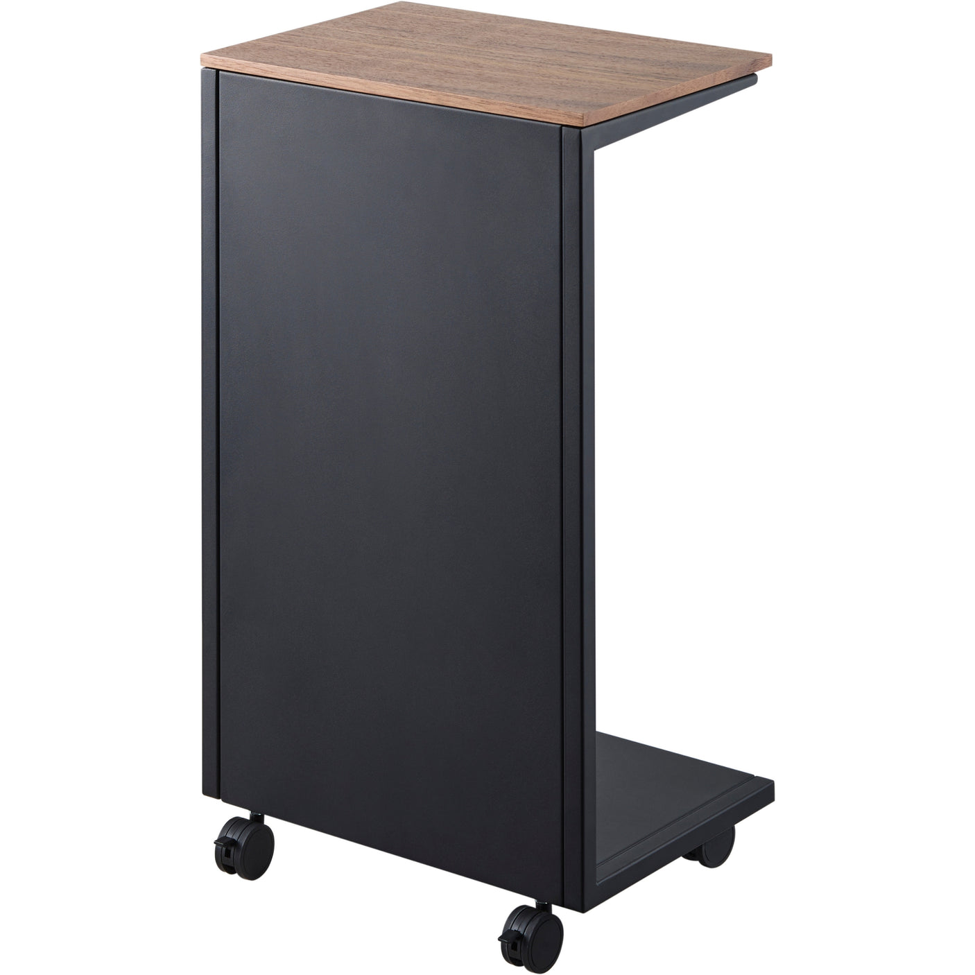 Bord med hjul og treplate, passer til soverom, stue eller hjemmekontor.