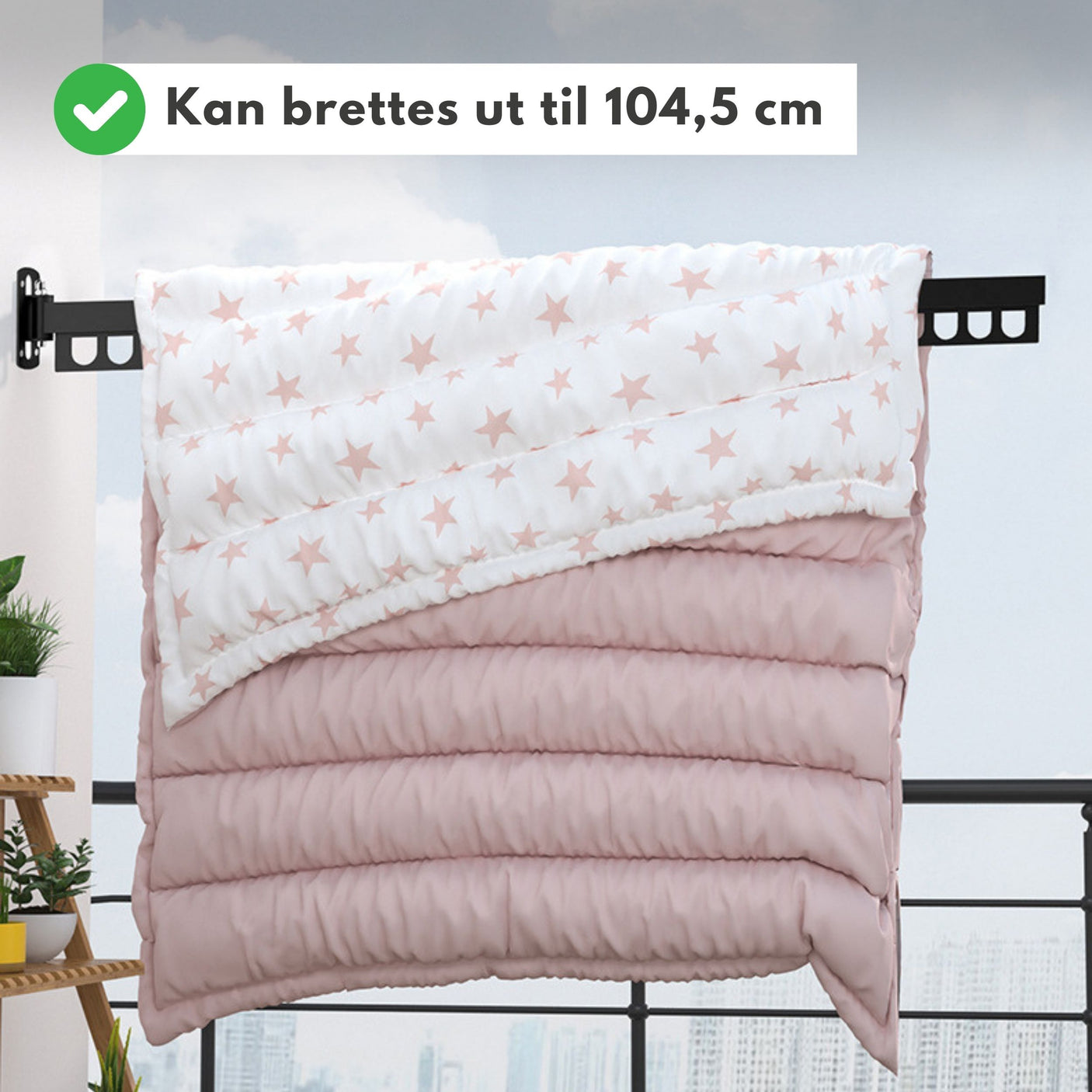 Veggmontert tørkestativ, uttrekkbart