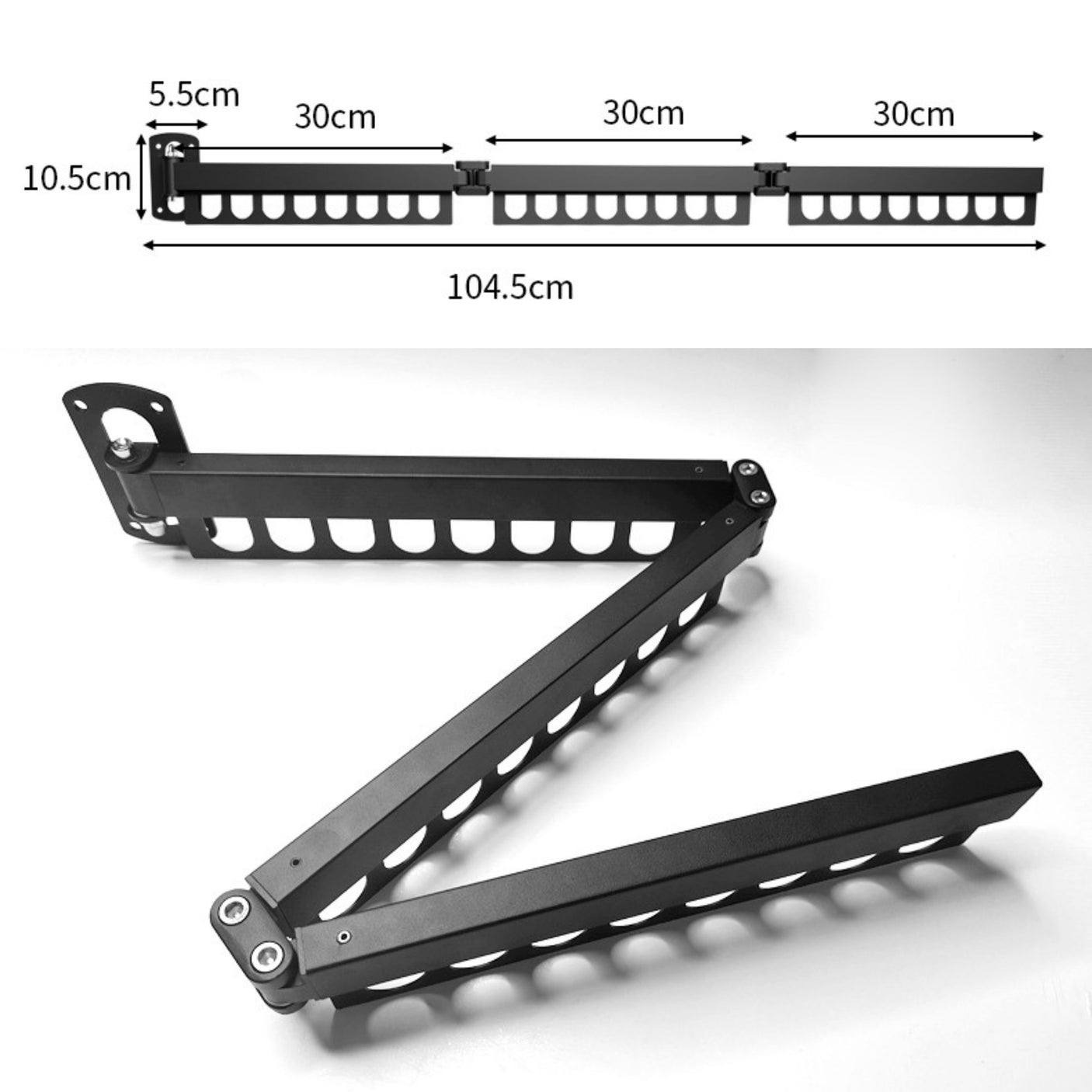 Veggmontert tørkestativ, uttrekkbart