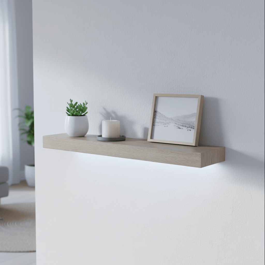 Hylle med LED - lys natur - Lindas Dekor