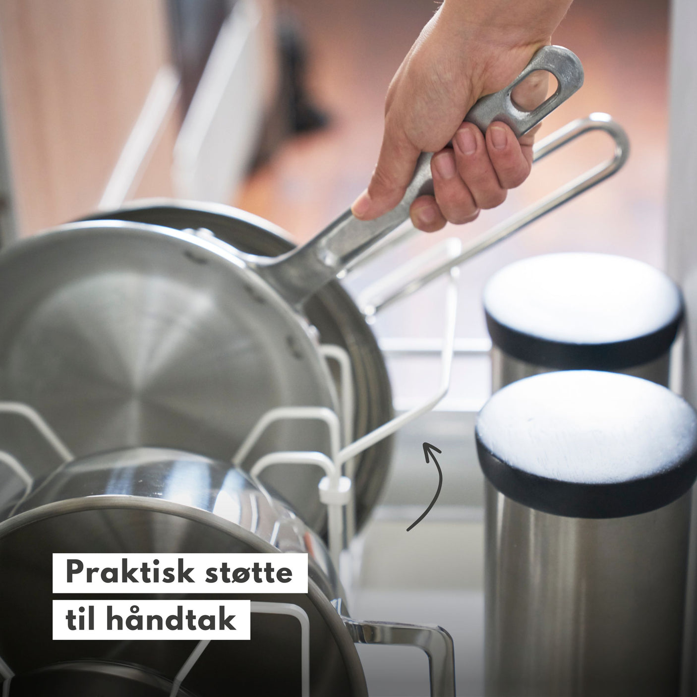 Justerbar lokk- og panneholder hvit