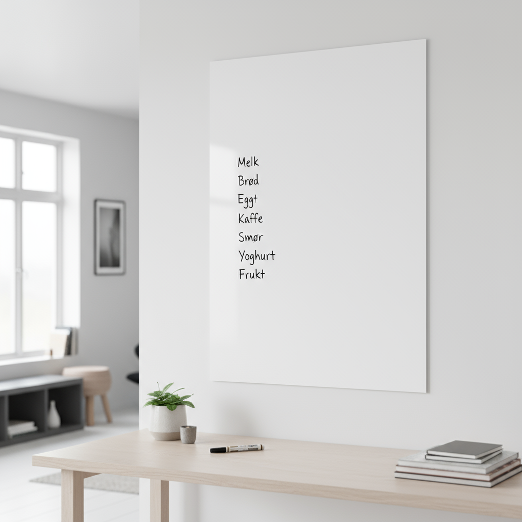 Whiteboardfolie med tusj brukt til tegning og notater