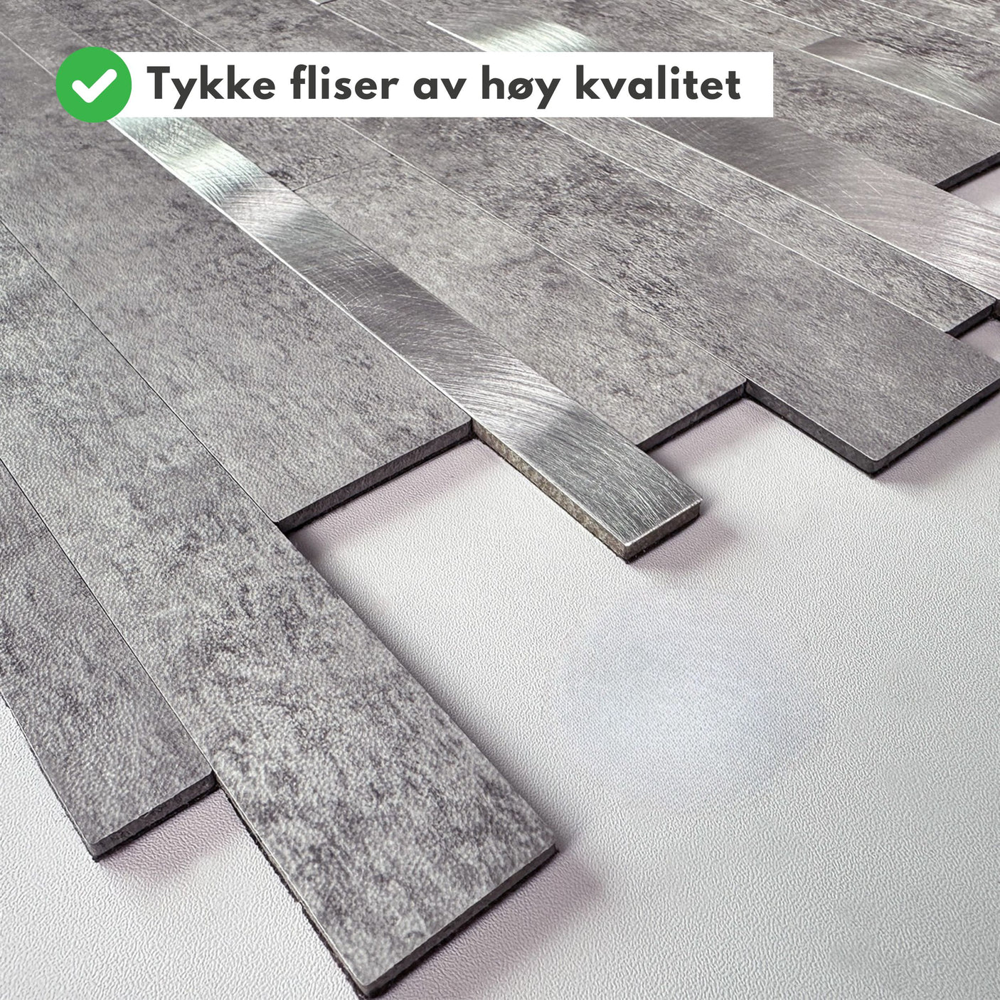 Stein lys grå XL selvklebende veggfliser