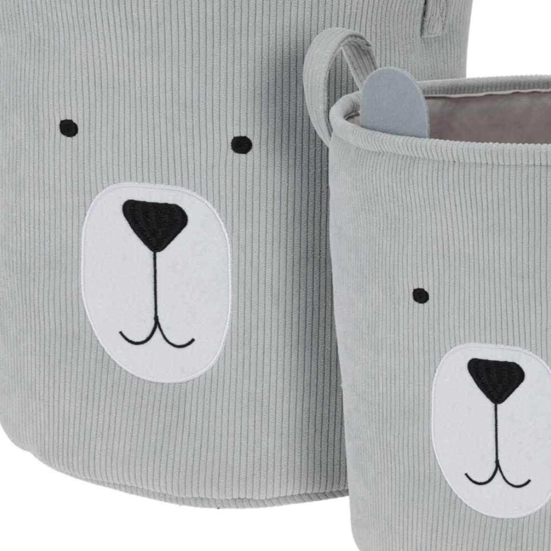 2-pk Stoffkurv med dyremotiv grå