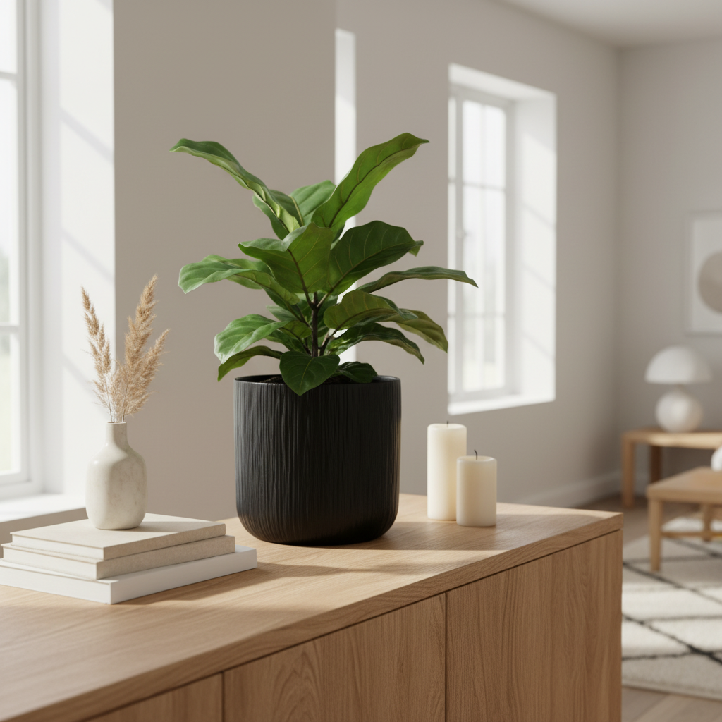 Blomsterpotte keramikk sort