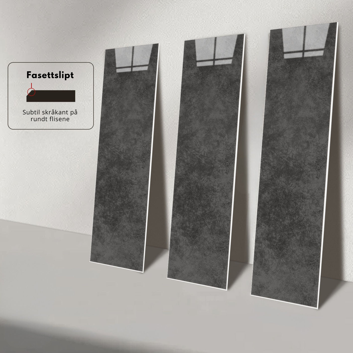 Louise gloss antrasitt selvklebende veggfliser