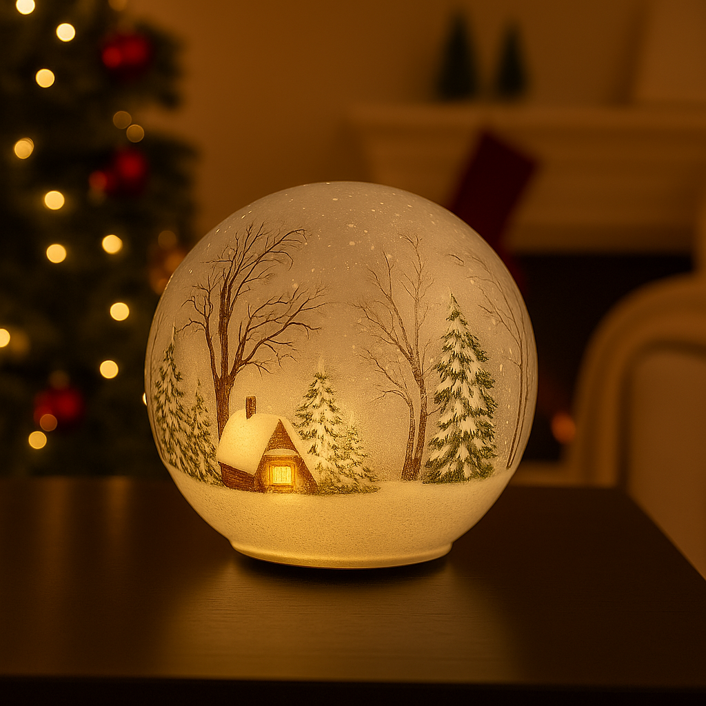 Lyslykt LED hytte 12 cm brukt som borddekorasjon – gir koselig og stemningsfull julepynt i hjemmet.