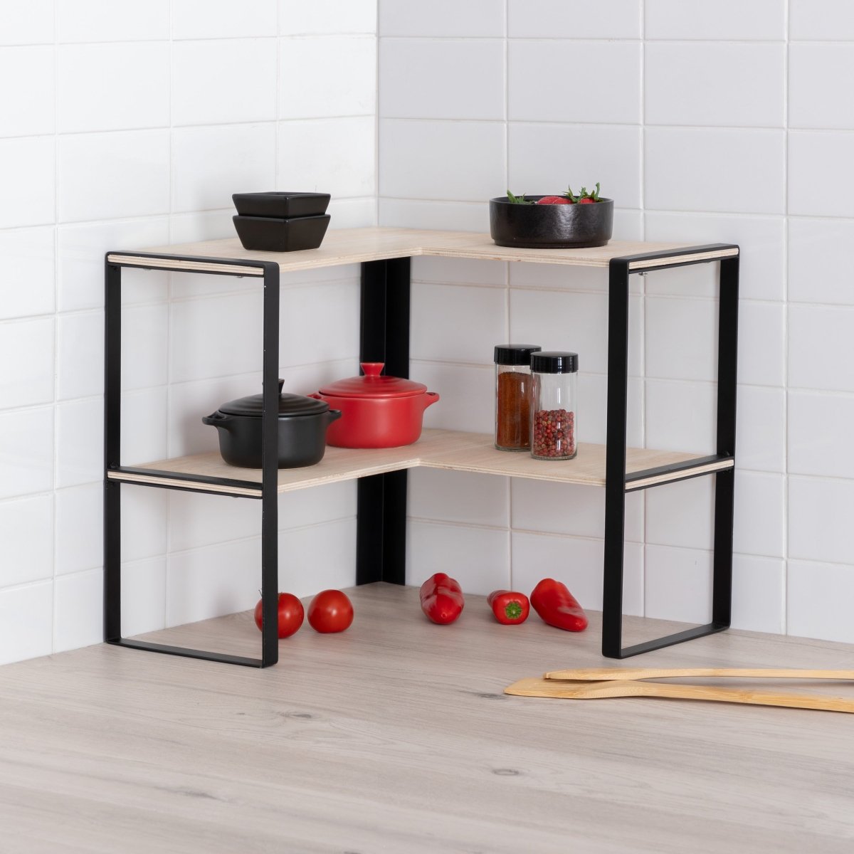 Hjørnehylle Blackwood 2 etasjer 40 x 35 cm - Lindas Dekor Oppbevaringshylle