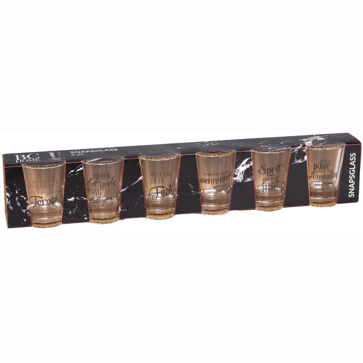 6 - pk Shotglass jente tekster - Lindas Dekor
