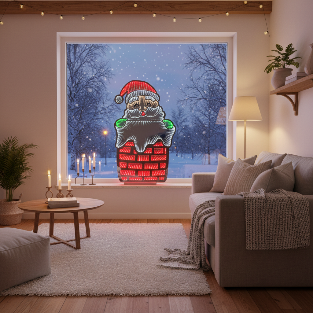 Nisse i pipe lysskilt tosidig 90 cm