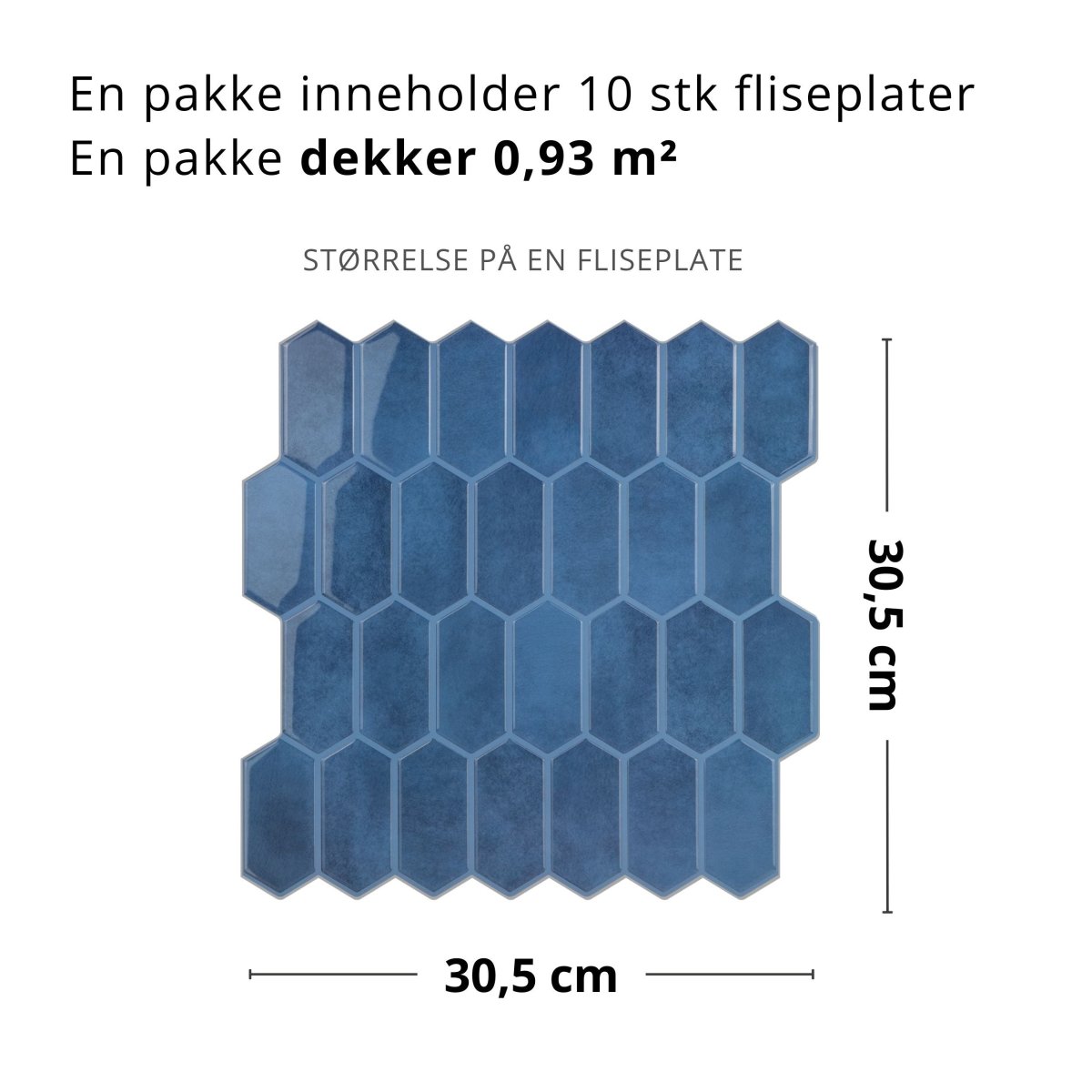 10 - pk Alexandra blå selvklebende veggfliser - Lindas Dekor