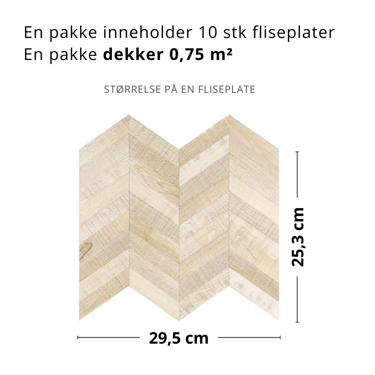 10-pk Nordic Chevron selvklebende veggfliser - Lindas Dekor Veggfliser