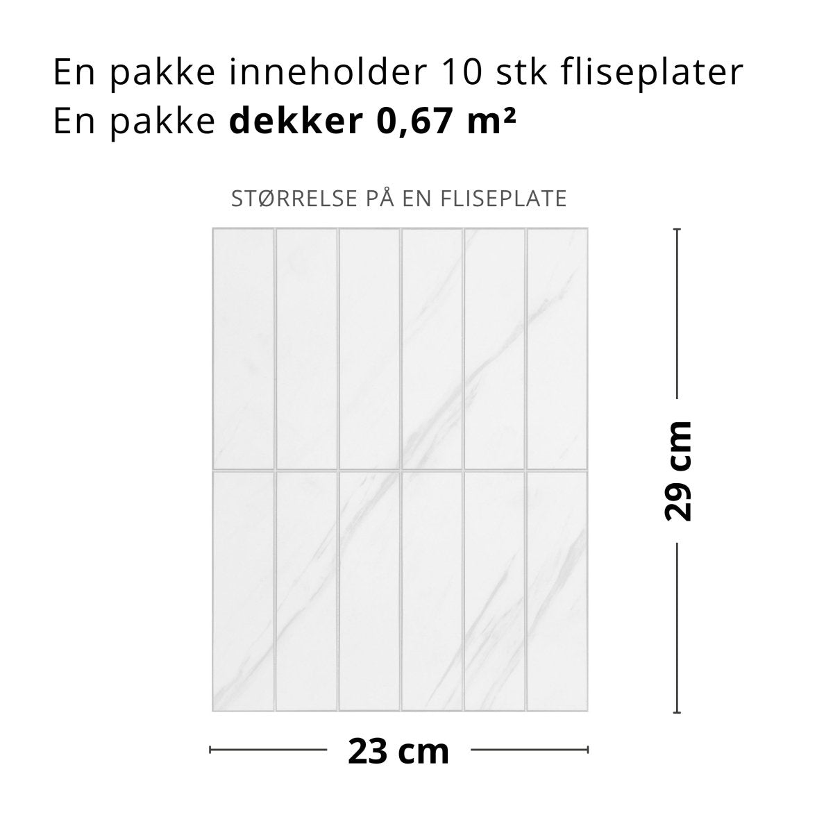 Alma matt hvit selvklebende veggfliser - Lindas Dekor