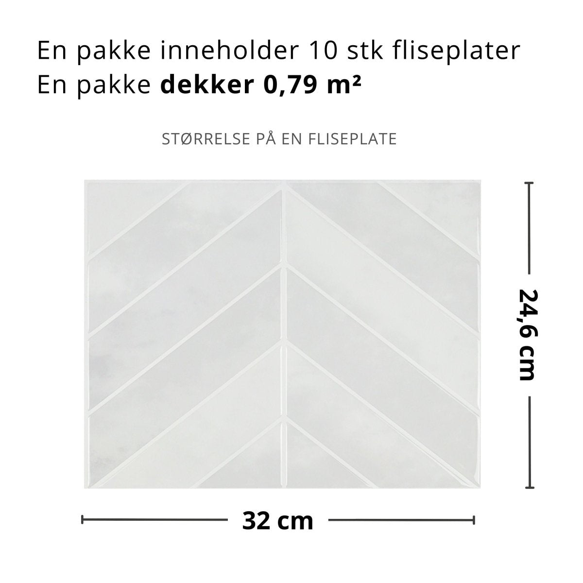 10 - pk Evelina hvit selvklebende veggfliser - Lindas Dekor
