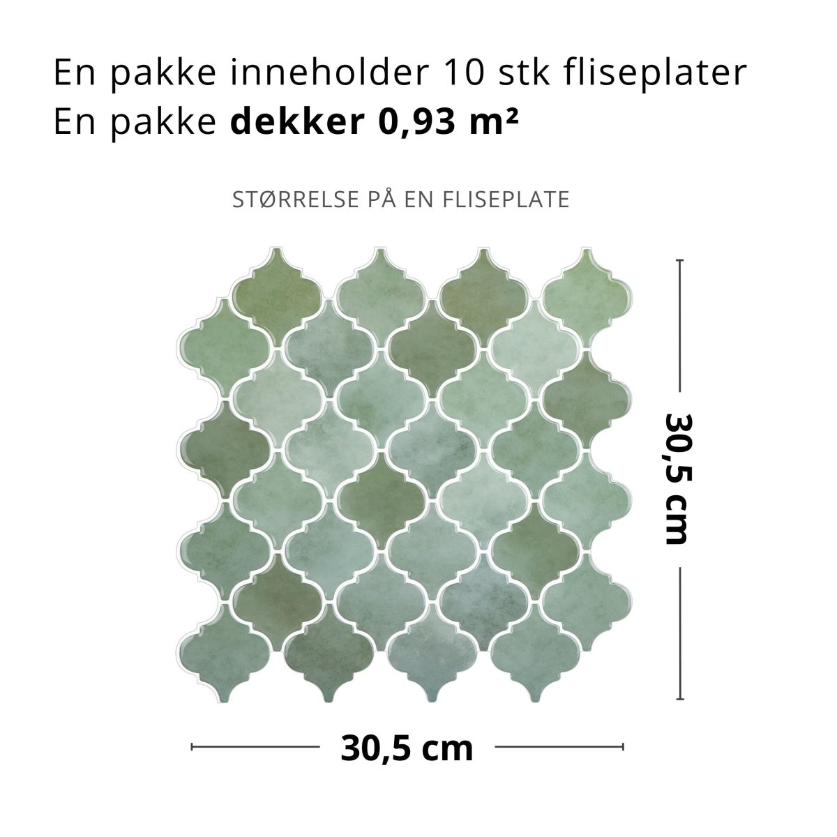 10 - pk Lanterne grønn selvklebende veggfliser - Lindas Dekor