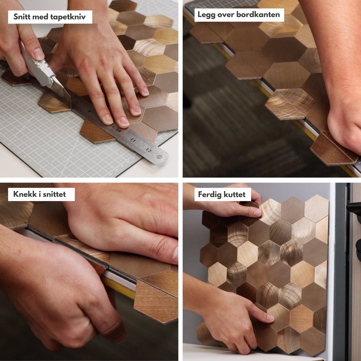 10 - pk Sofie hexagon selvklebende veggfliser - Lindas Dekor Fliser