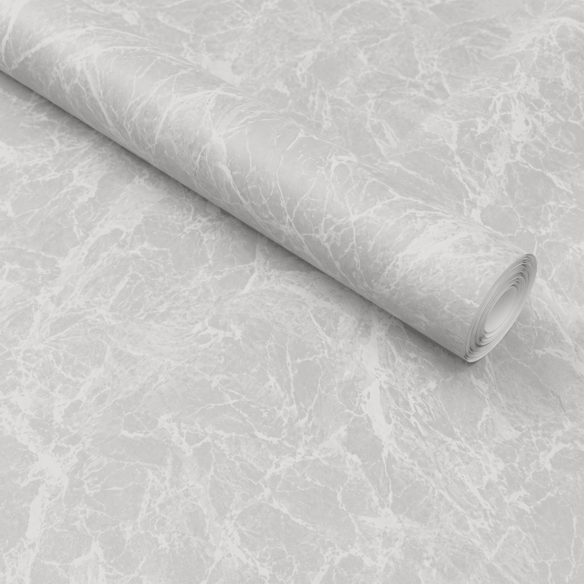 Rull med Limestone mist kontaktplast, lysegrått kalksteinsmønster med hvite årer