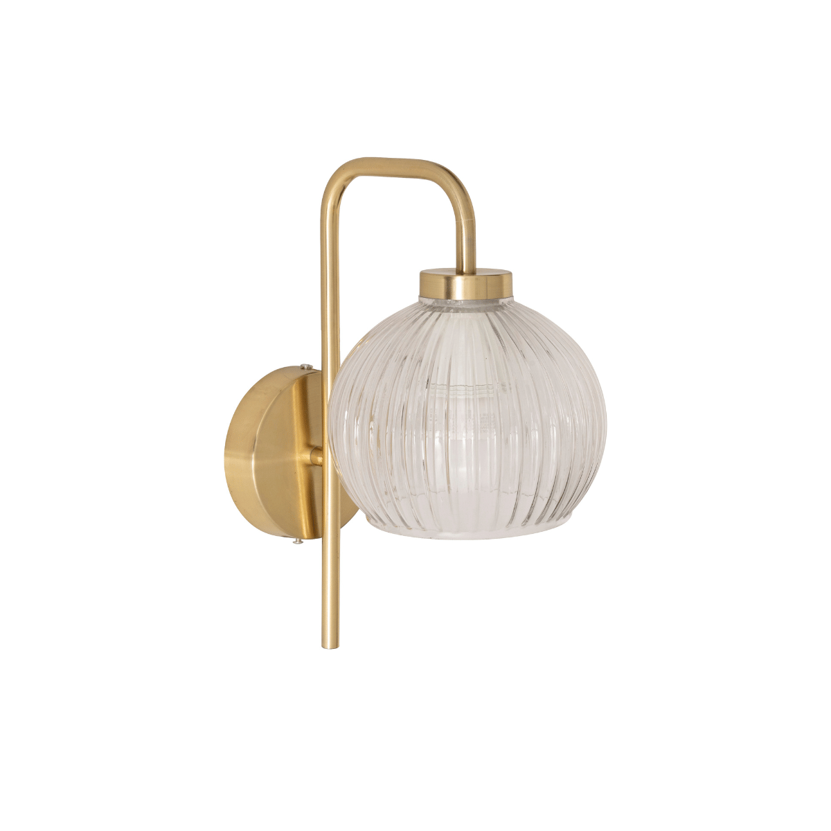 Vegglampe Krys med rillet glass gull 30 cm