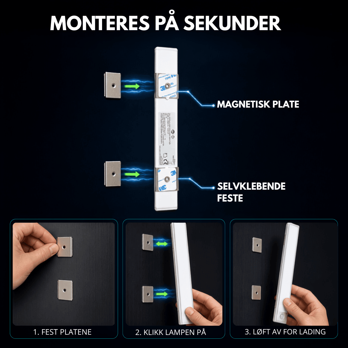 Oppladbar LED-list med bevegelsessensor 30 cm - Lindas Dekor LED-lampe