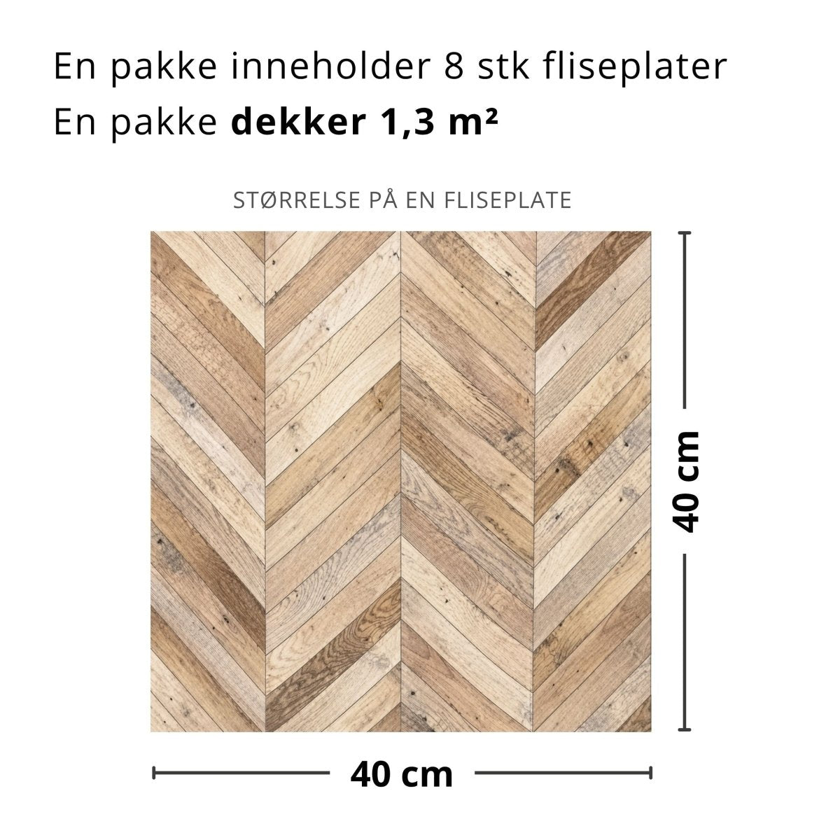 8 - pk Wooden Harmony selvklebende fliser lys eik fiskebein 40 x 40 cm - Lindas Dekor