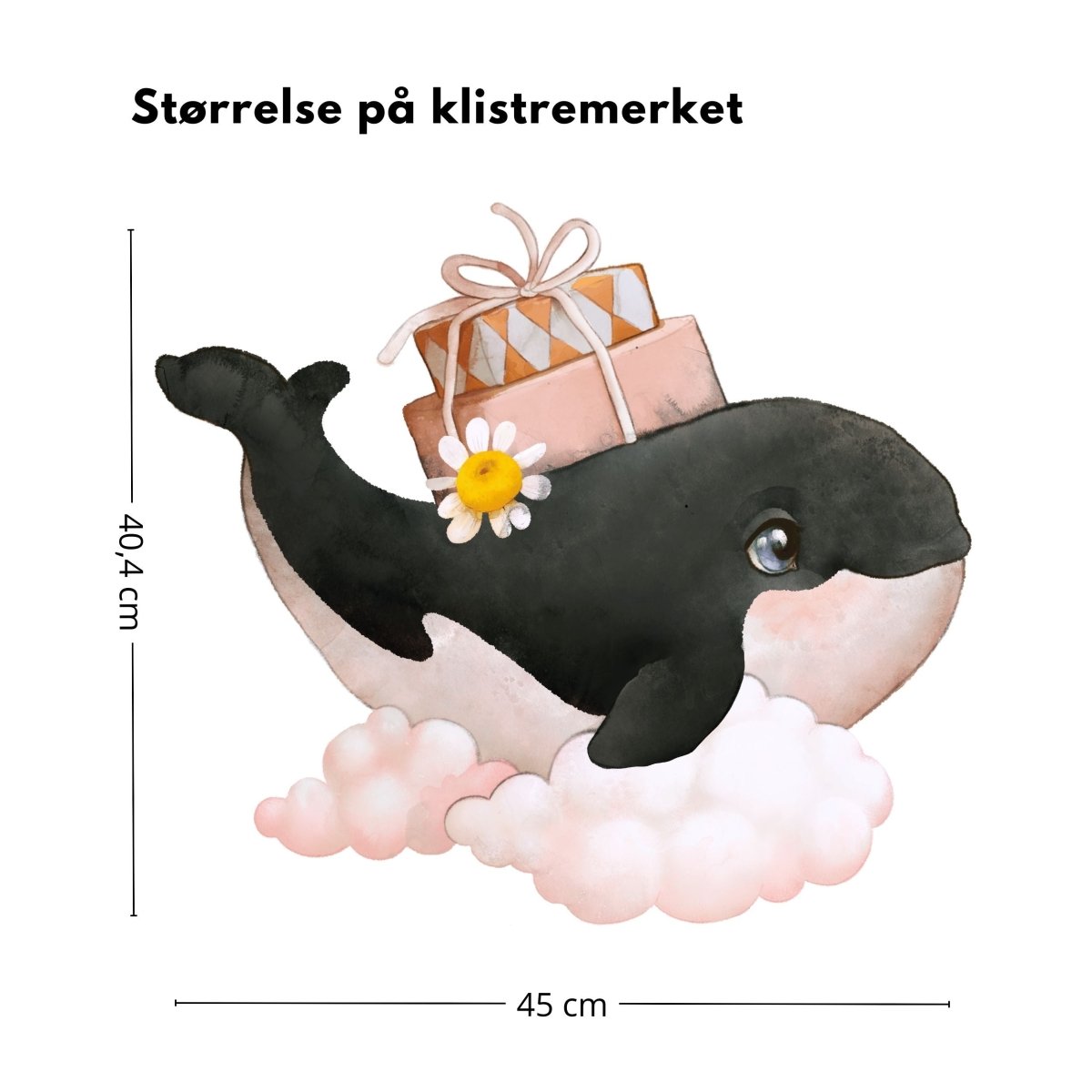 Hval på sky klistremerke - Lindas Dekor