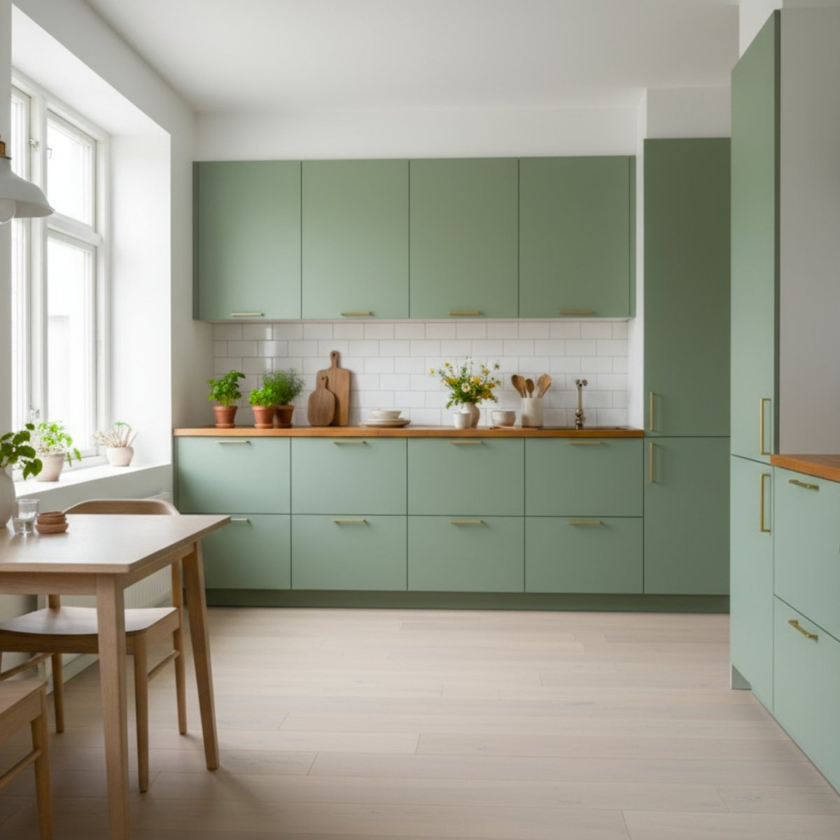 Matt grønn kontaktplast for møbler - jade green dekorfolie til kommoder og kjøkkenskap